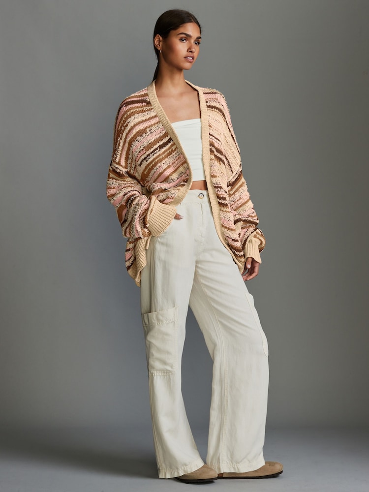 Neutral Knitted Pattern Cardigan - Image 2 of 4