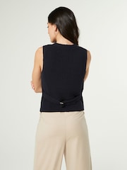 Navy Blue Gold Button Knitted Waistcoat - Image 2 of 7