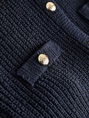 Navy Blue Gold Button Knitted Waistcoat - Image 5 of 7