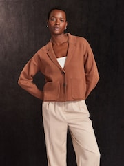 Rust Brown 100% Cotton Knitted Blazer - Image 1 of 6