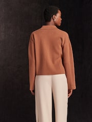 Rust Brown 100% Cotton Knitted Blazer - Image 3 of 6