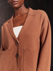 Rust Brown 100% Cotton Knitted Blazer - Image 4 of 6