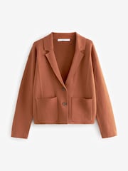 Rust Brown 100% Cotton Knitted Blazer - Image 5 of 6