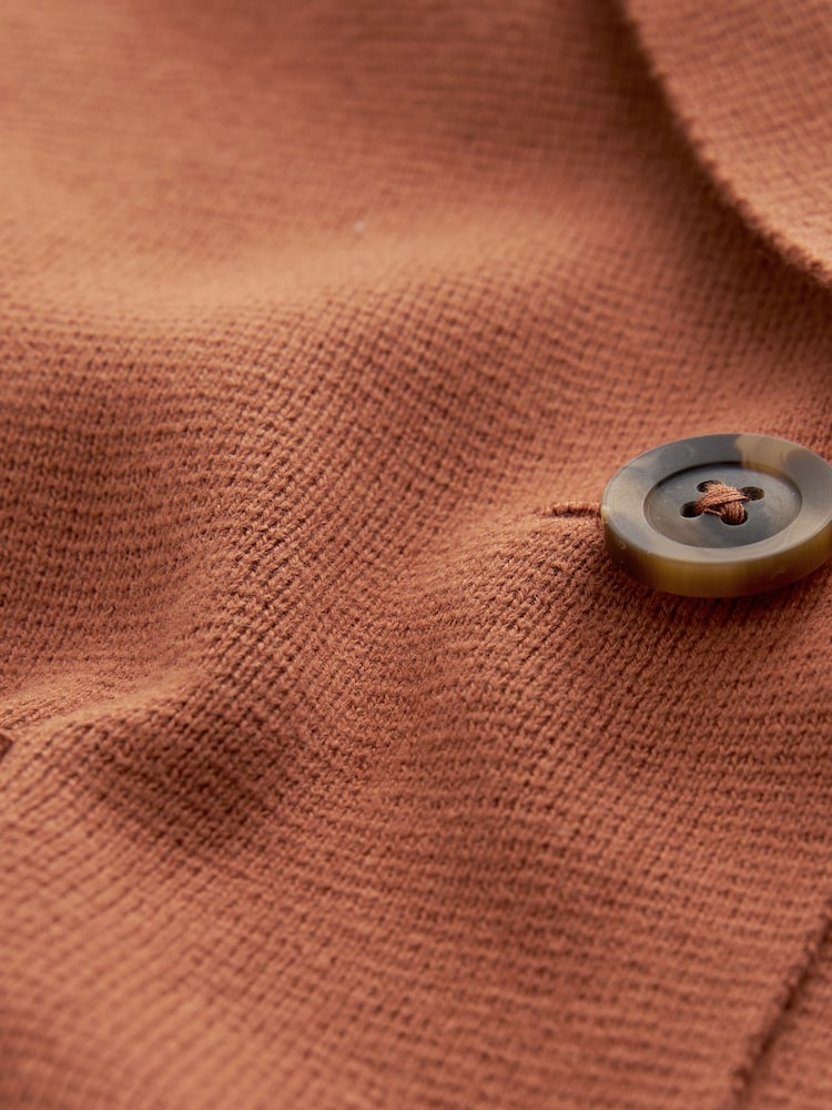 Rust Brown 100% Cotton Knitted Blazer - Image 6 of 6