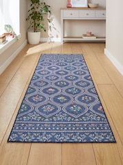 Catherine Lansfield Blue Cameo Floral Washable Rug - Image 1 of 5