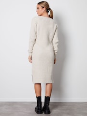 Threadbare White V-Neck Knitted Midi Dress - Image 2 of 4