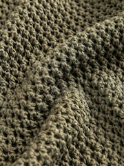 Khaki Green Mesh Stitch Knitted Bomber Cardigan - Image 7 of 7