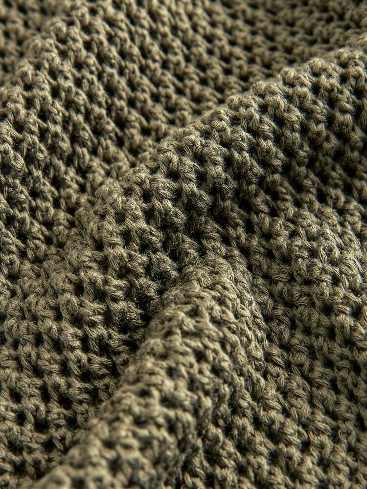 Khaki Green Mesh Stitch Knitted Bomber Cardigan - Image 7 of 7