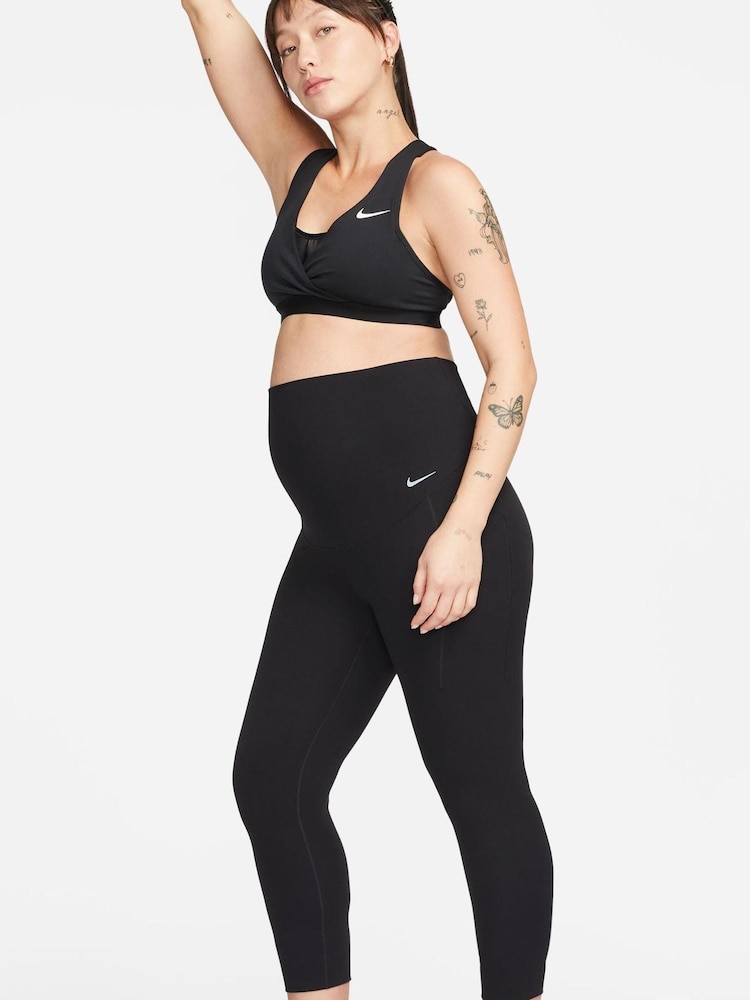 Nike Black Maternity Zenvy High Waisted 7/8 Leggings with Pockets - Image 1 of 9