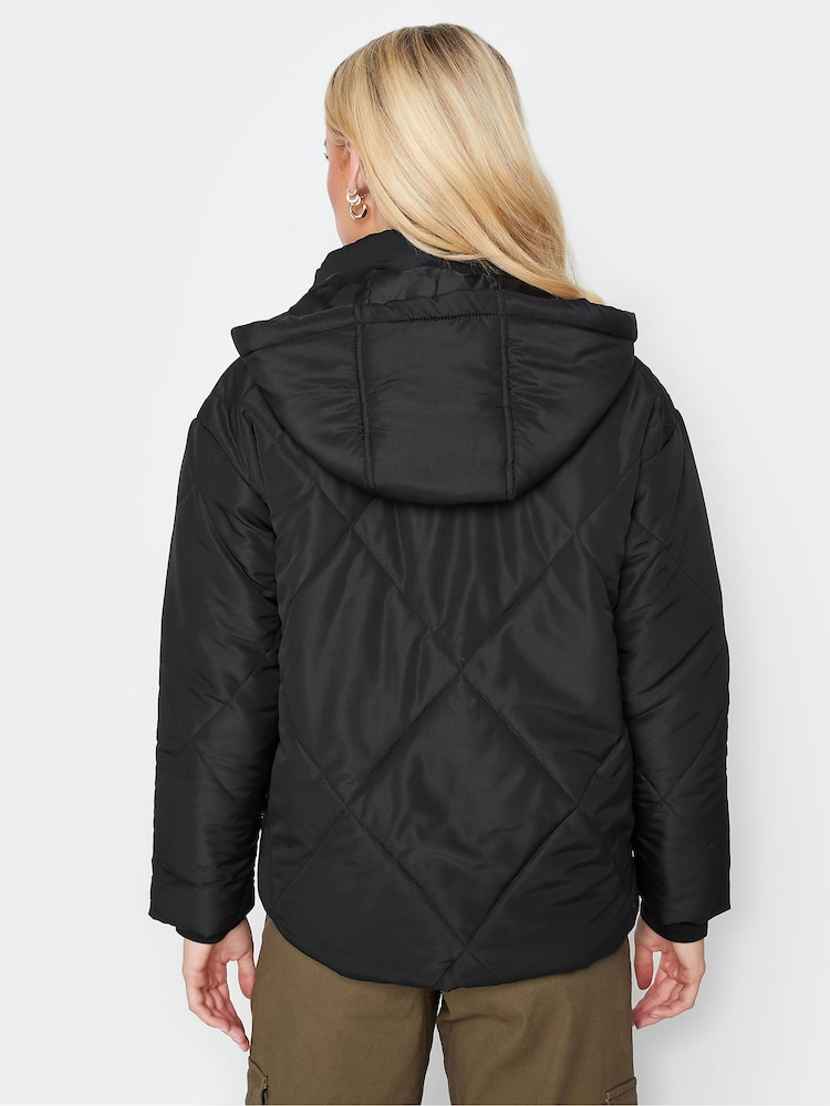 PixieGirl Petite Black Diamond Quilt Hooded Coats - Image 2 of 4