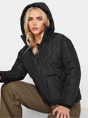 PixieGirl Petite Black Diamond Quilt Hooded Coats - Image 4 of 4
