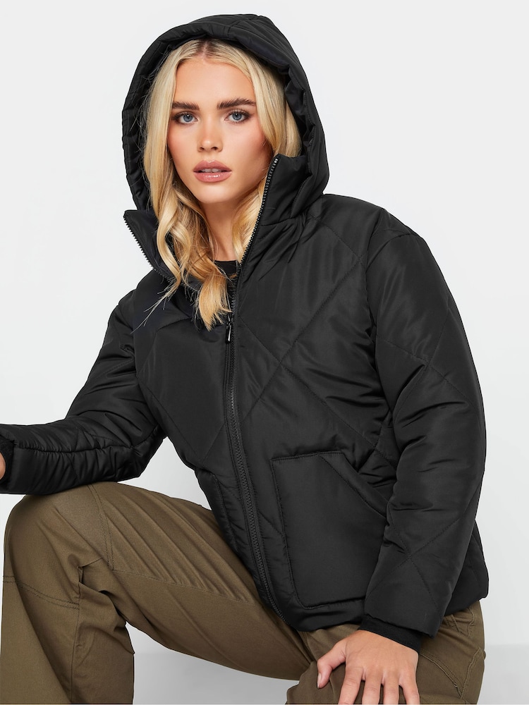 PixieGirl Petite Black Diamond Quilt Hooded Coats - Image 4 of 4