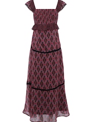 Mint Velvet Red Adrianna Print Tiered Midi Dress - Image 4 of 4