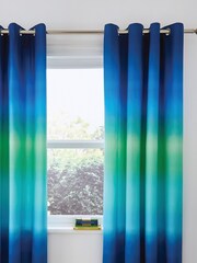 Catherine Lansfield Blue Ombre Stripe Lined Eyelet Curtains - Image 1 of 2