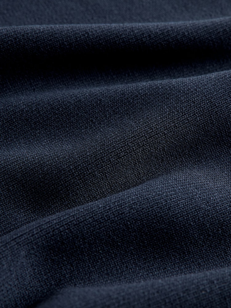 Navy Blue Gold Button Sleeveless Knitted Mini Dress - Image 6 of 6