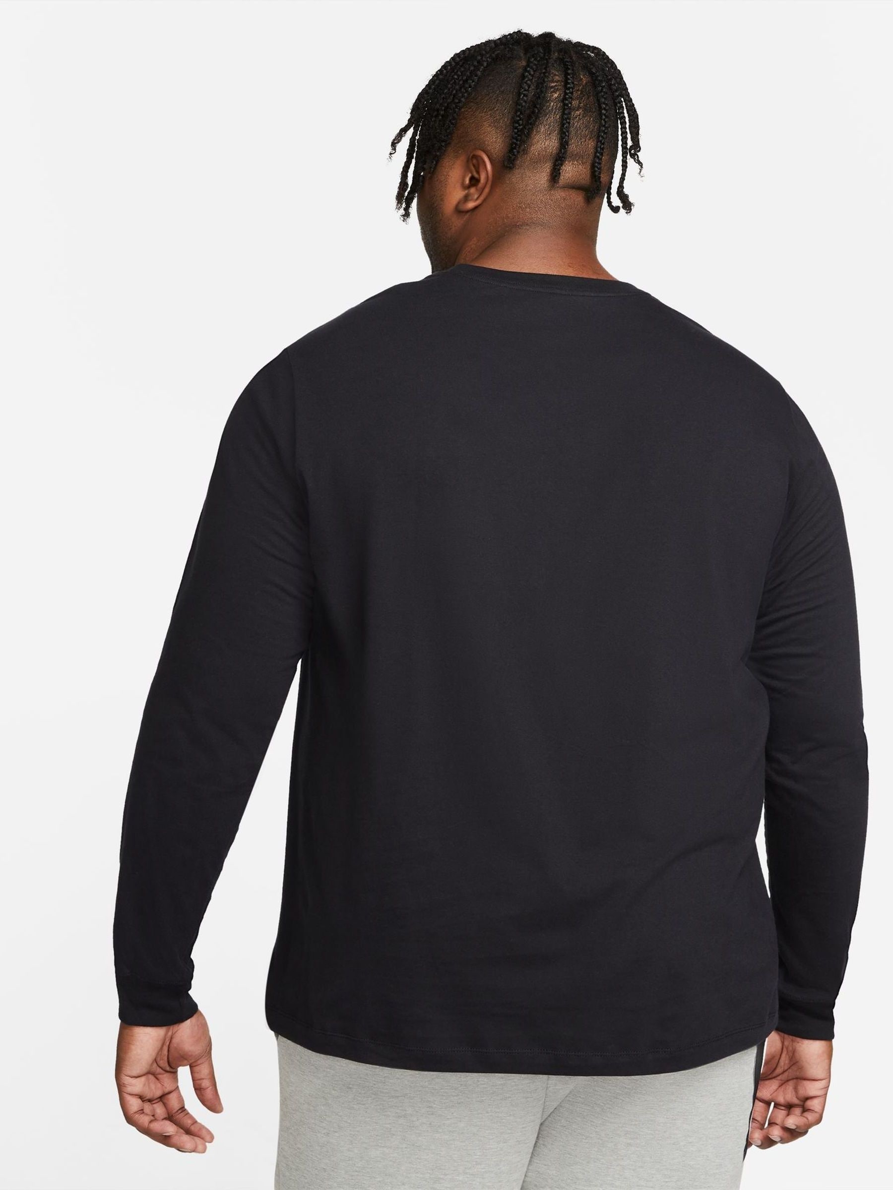 Buy Nike Black 100 Cotton Club Long Sleeve T Shirt from Next Luxembourg