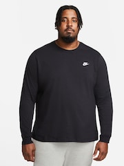 Nike Black 100% Cotton Club Long Sleeve T-Shirt - Image 4 of 7