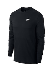 Nike Black 100% Cotton Club Long Sleeve T-Shirt - Image 6 of 7