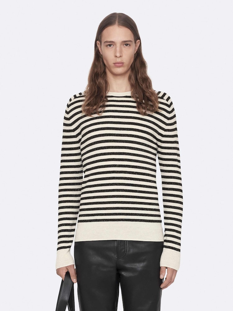 AllSaints White Astrid Crew Neck Jumper - Image 1 of 8 AllSaints White Astrid Crew Neck Jumper - Image 1 of 8