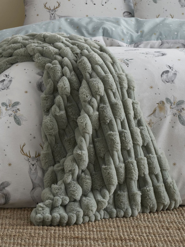 Soft and Cosy Carved Faux Fur 100% Cotton Throw - Image 1 of 5