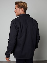 Threadbare Black Borg Lined Cotton Overshirt Coat Jacket - Image 2 of 4