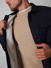 Threadbare Black Borg Lined Cotton Overshirt Coat Jacket - Image 4 of 4