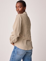 Neutral 2-in-1 100% Cotton Open Stitch Knitted Tank and Shirt Layer Jumper - Image 3 of 7