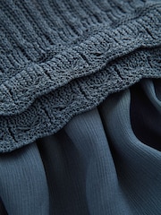 Chambray Blue Woven Mix Ruffle Knitted Layer Jumper - Image 7 of 7