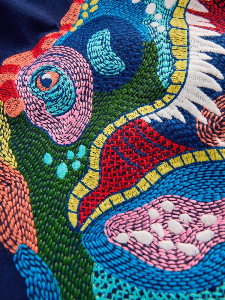 Boden Blue Longsleeve Superstitch T-Shirt - Image 3 of 3