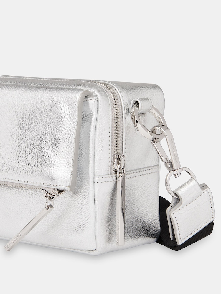 Whistles Silver Bibi Cross-Body Bag - Image 3 of 3