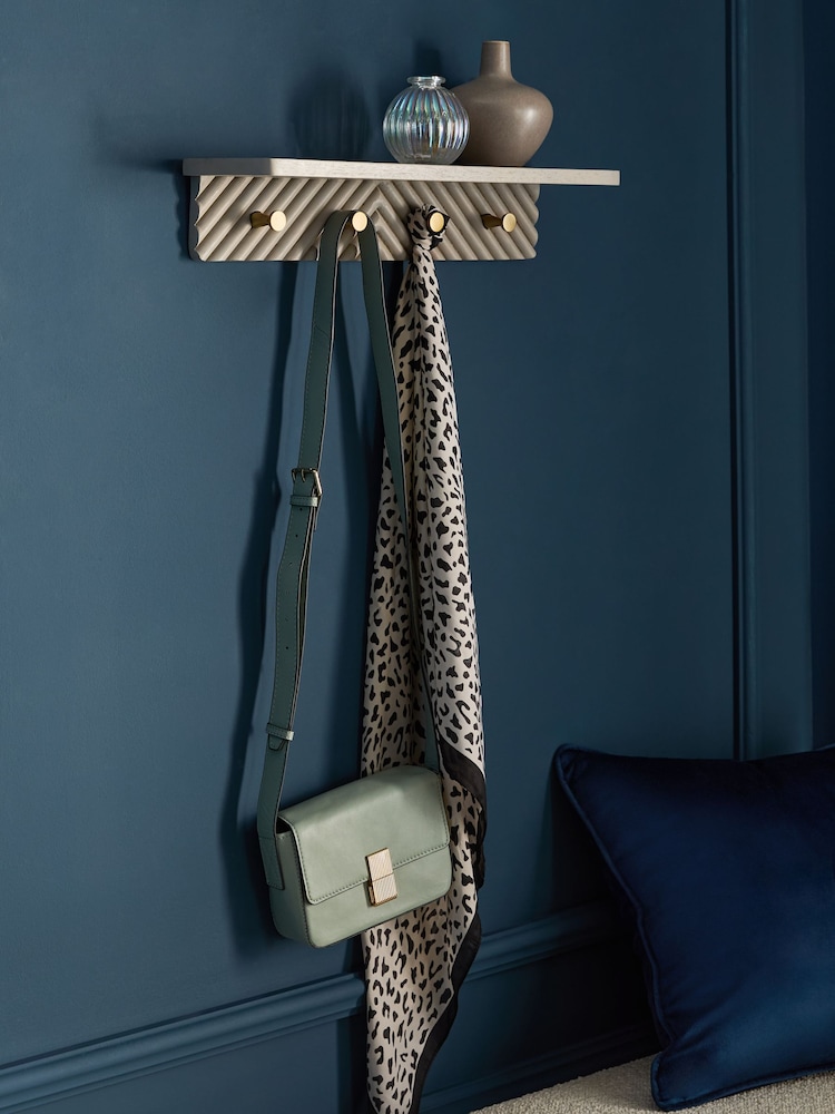 Grey Valencia Wall Shelf and Hooks - Image 1 of 9