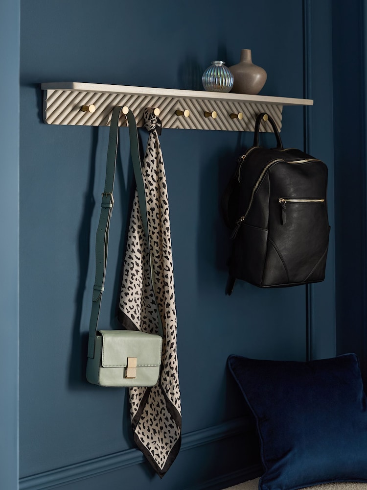 Grey Valencia Wall Shelf and Hooks - Image 2 of 9
