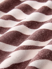 Brown and White Zebra Animal V-Neck Gem Button Linen T-Shirt - Image 7 of 7