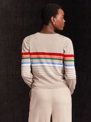Neutral mit Regenbogenstreifen - Langarm-Strickpullover mit Rundhalsausschnitt und Muster - Image 3 of 6