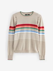Neutral mit Regenbogenstreifen - Langarm-Strickpullover mit Rundhalsausschnitt und Muster - Image 5 of 6