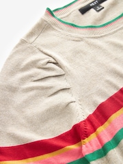 Neutral mit Regenbogenstreifen - Langarm-Strickpullover mit Rundhalsausschnitt und Muster - Image 6 of 6