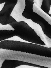 Grau/Schwarz/Sternemuster - Langarm-Strickpullover mit Rundhalsausschnitt und Muster - Bild 6 von 6