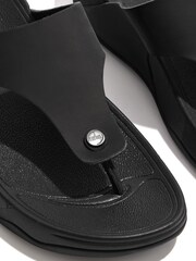 FitFlop Mens Black Trakk Li Buckle Leather Toe-Post Sandals - Image 4 of 4