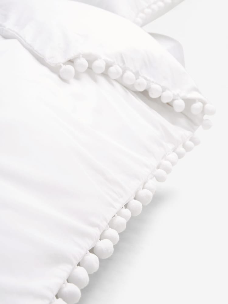 Ensemble housse de couette et taie d'oreiller pompon - Image 4 of 4