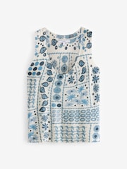 Blue Printed Linen Blend Vest - Image 5 of 6