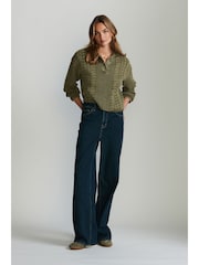 Khaki Green Knitted Polo Neck 100% Cotton Top - Image 2 of 7