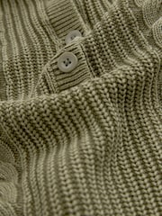 Khaki Green Knitted Polo Neck 100% Cotton Top - Image 7 of 7