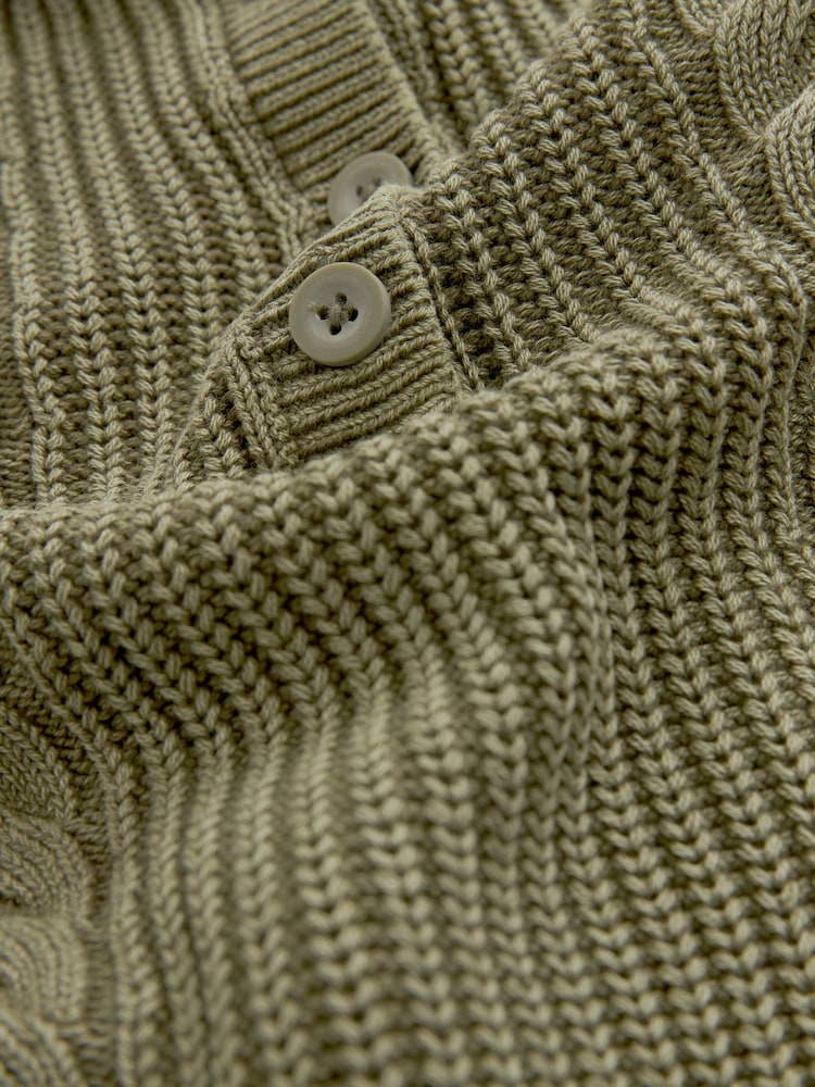 Khaki Green Knitted Polo Neck 100% Cotton Top - Image 7 of 7