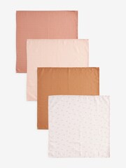 Pink Rainbow Baby Muslin Cloths 4 Packs - Image 1 of 7