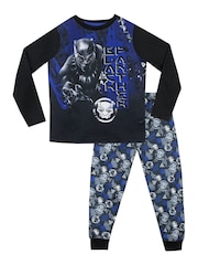Character Blue Black Panther Marvel Printed Long Sleeve Pyjamas - Image 1 of 5