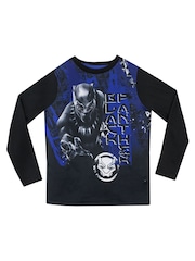 Character Blue Black Panther Marvel Printed Long Sleeve Pyjamas - Image 2 of 5