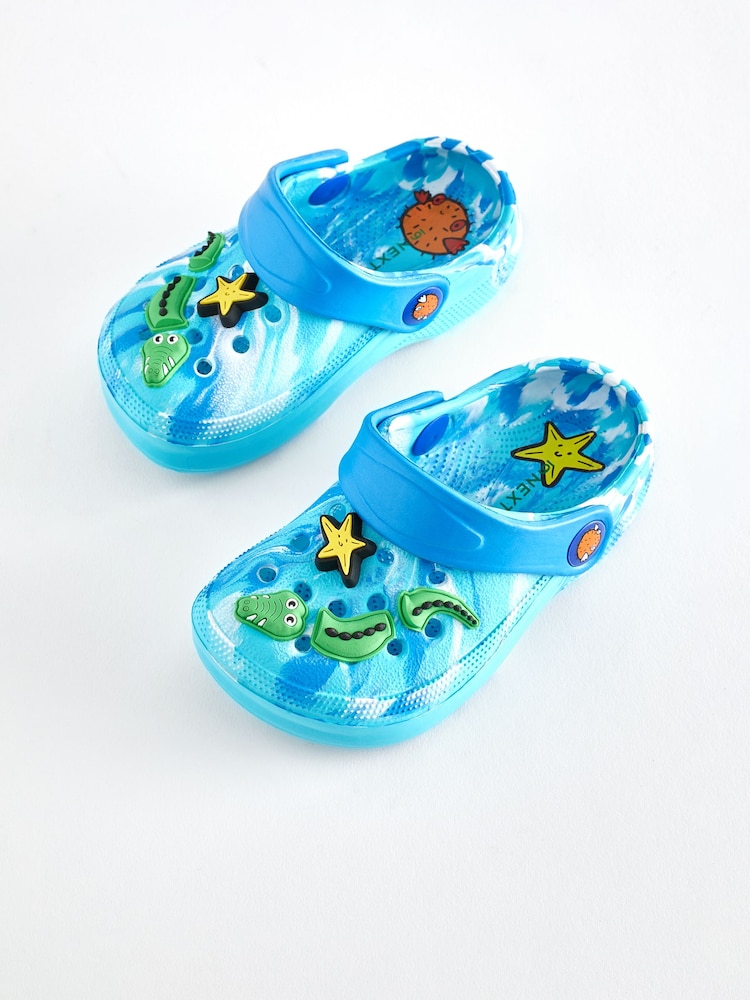 Blau/Marmoriertes Design/Krokodilmotiv - Clogs - Bild 2 von 5 Blau/Marmoriertes Design/Krokodilmotiv - Clogs - Bild 2 von 5
