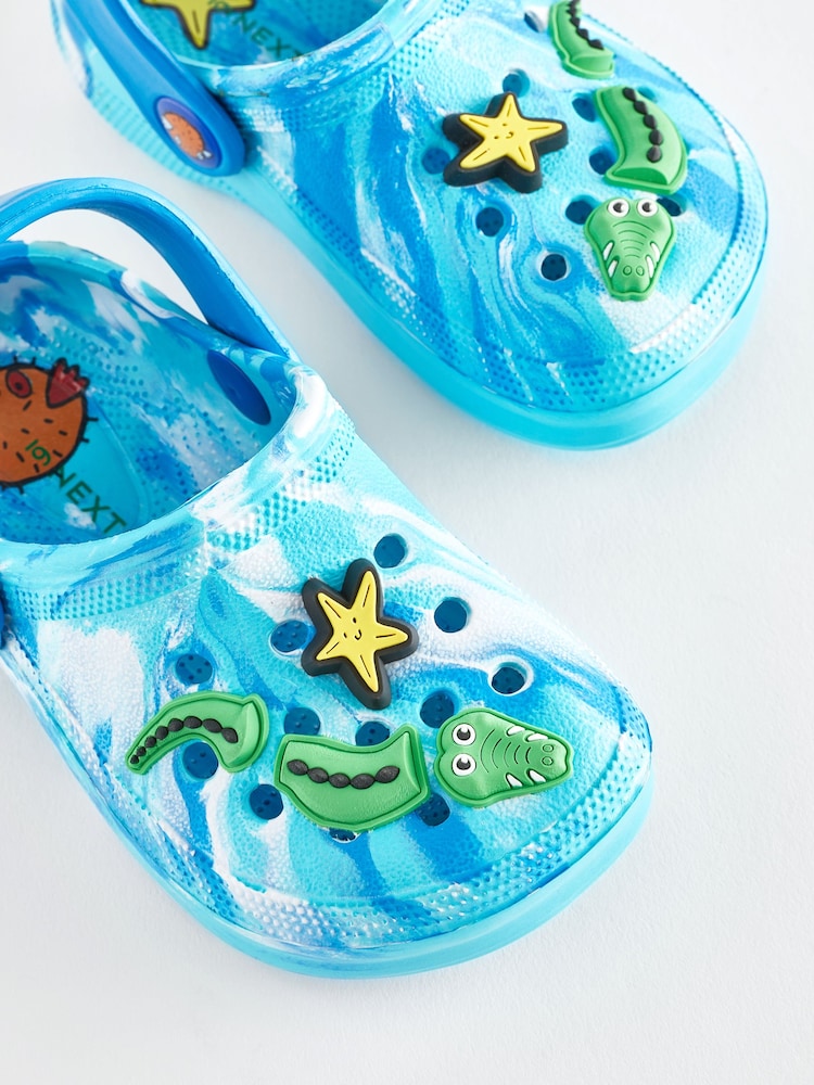 Blau/Marmoriertes Design/Krokodilmotiv - Clogs - Bild 5 von 5