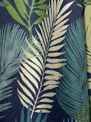 Fusion Green Tropical Leaves Lined Eyelet 100% Cotton Curtains - Image 4 of 4