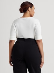 Biały - Bawełniany top Lauren Ralph Lauren ze stretchem i dekoltem w łódkę - Image 3 of 9